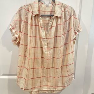 Madewell plaid button up top; size XL; only worn once!